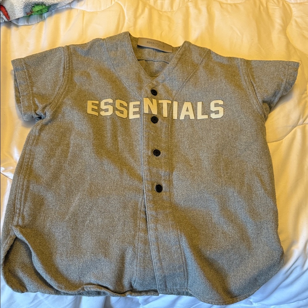 Essentials Kids Charcoal Button-Up Jersey